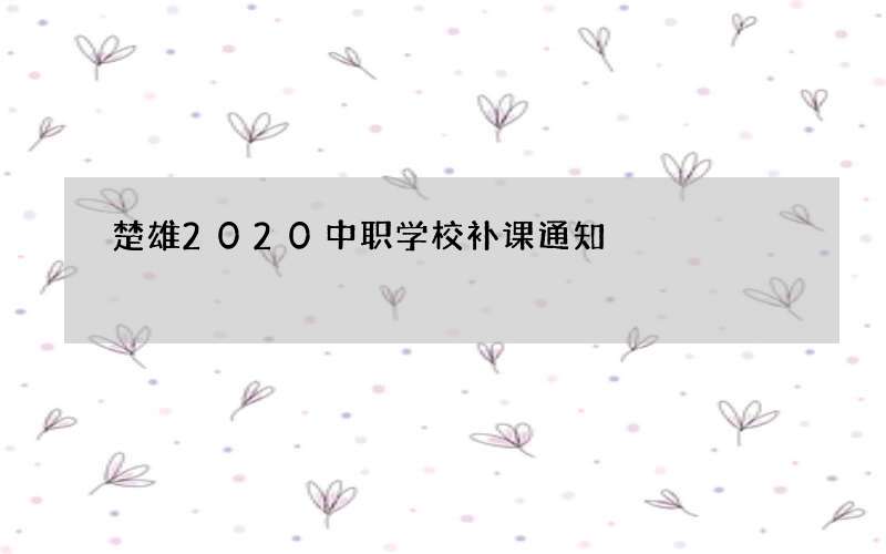 楚雄2020中职学校补课通知