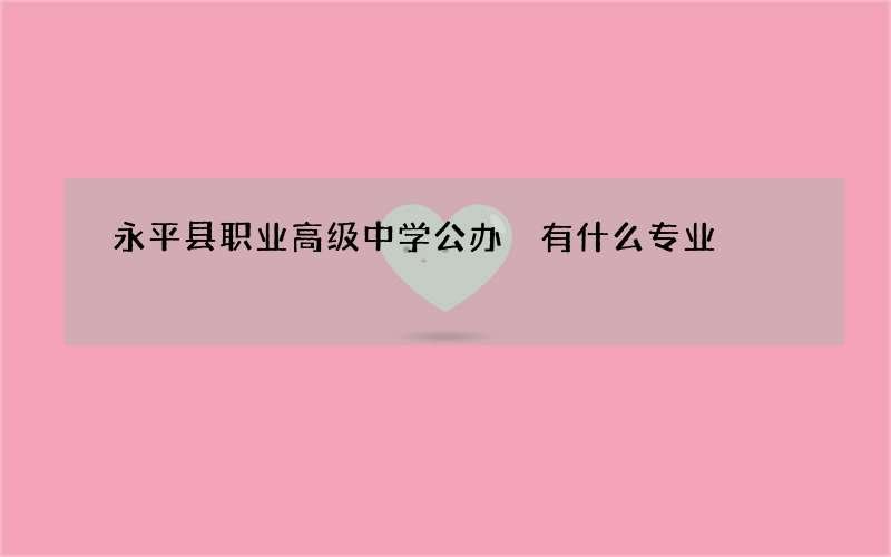 永平县职业高级中学公办有什么专业